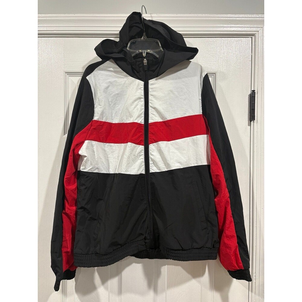 Ashley 26 International Womens M Colorblock Windbreaker Jacket Hooded Y2K
